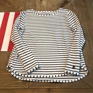 Coolibar heyday side split shirt navy and white medium m